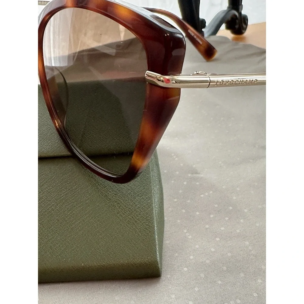 Longchamp Havana Gold Cat-Eye L0627s Sunglasses NWOT Authentic Foldbox Luxury